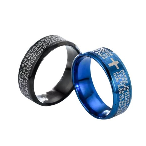 8mm Titanium Steel Prayer Ring Men / Women - Picture 4 of 7